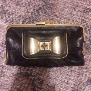 Betsey Johnson Leather Bow Double Frame Clutch